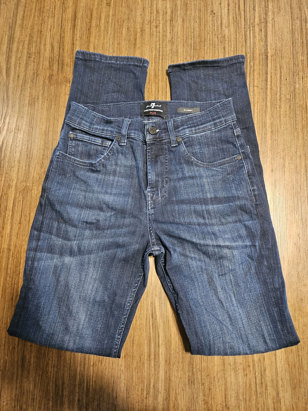 7 For All Mankind Men's Straight Jeans in Dark Blue Denim